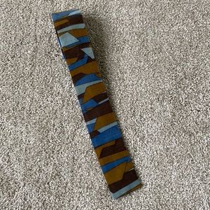 Vintage 1960’s Men’s Rooster Brand Skinny Tie - 100% Acrylic - Blue and Brown